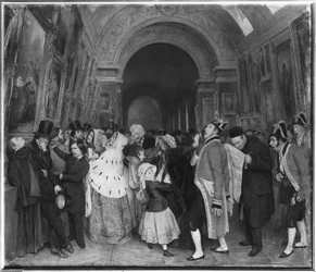 Las cuatro en punto, también conocido como Cierre del Salón Anual de Pintura parcialmente instalado entonces en la Gran Galería del Louvre, c.1847